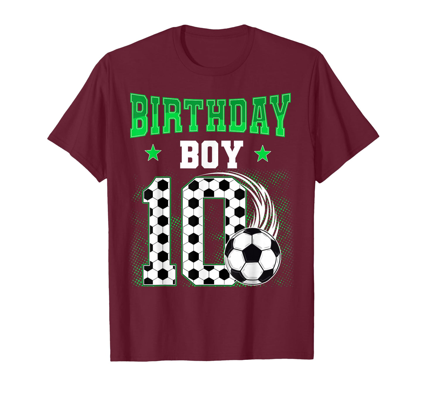 Funny 10th Birthday Boy Soccer Theme Party 10 Year Old Kids T-Shirt