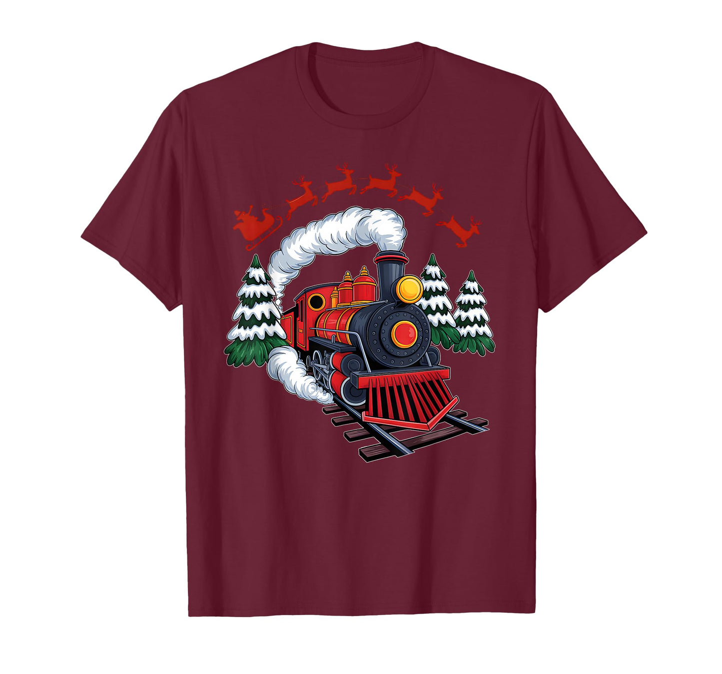 Funny Christmas Train Xmas Pajamas Railroad Trains Lover T-Shirt