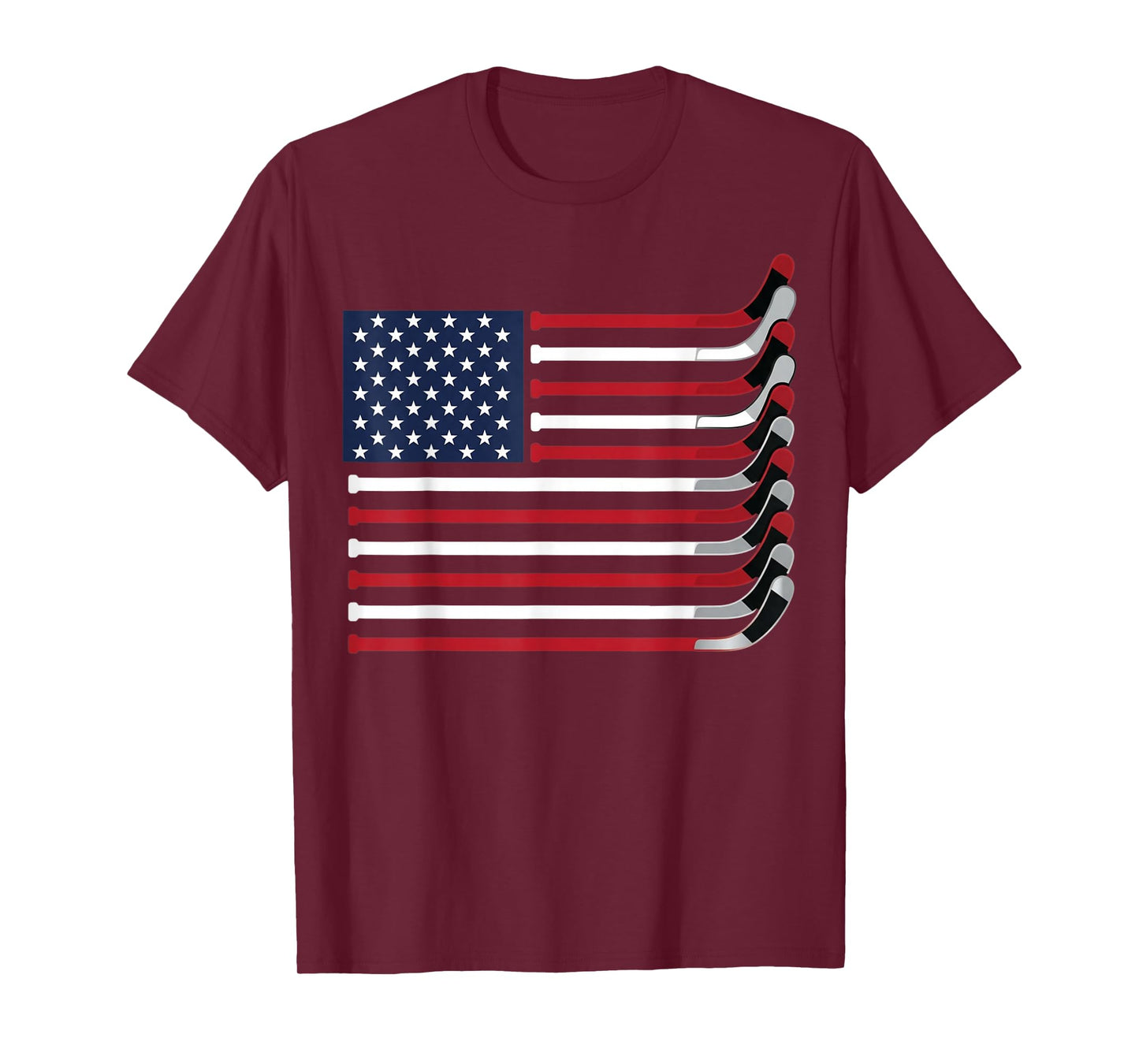 Hockey Stick USA Flag Hockey Player T-Shirt