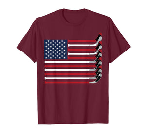 Hockey Stick USA Flag Hockey Player T-Shirt