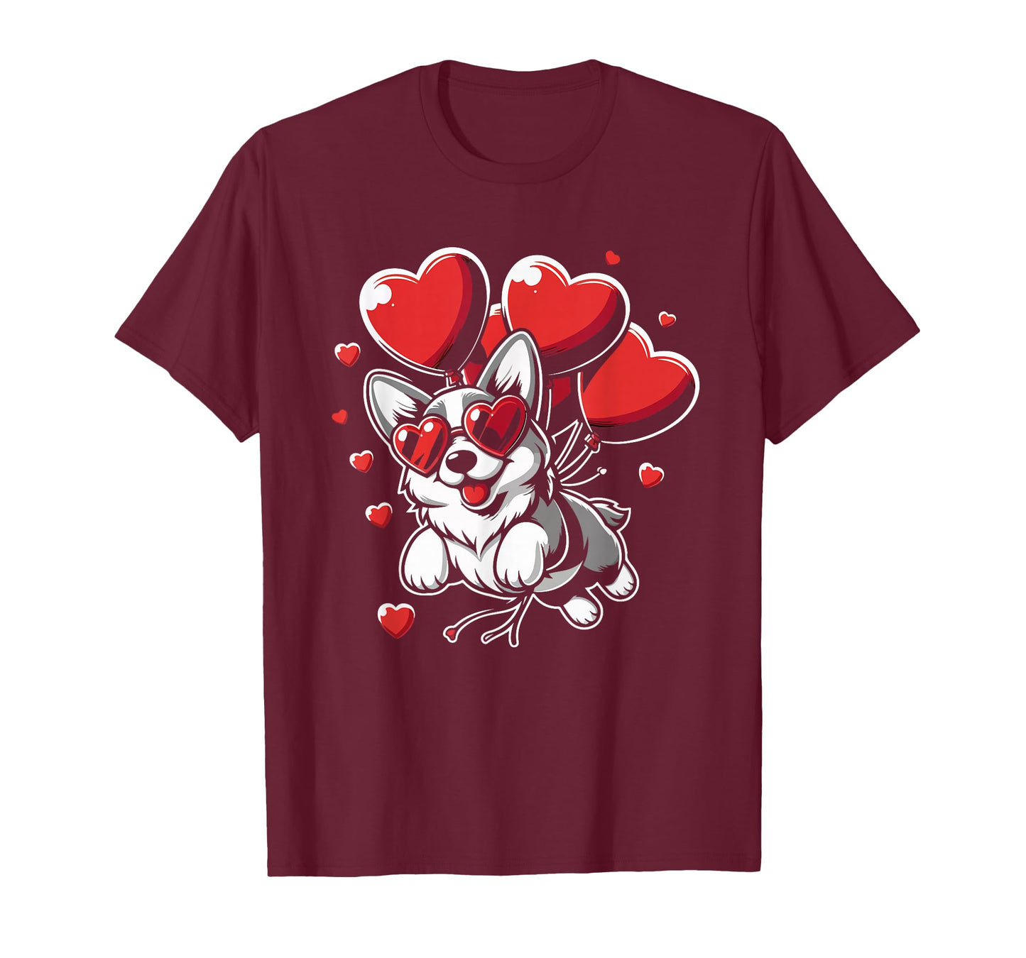 Funny Cute Dog Valentines Day Heart Balloons Corgi Dog Lover T-Shirt