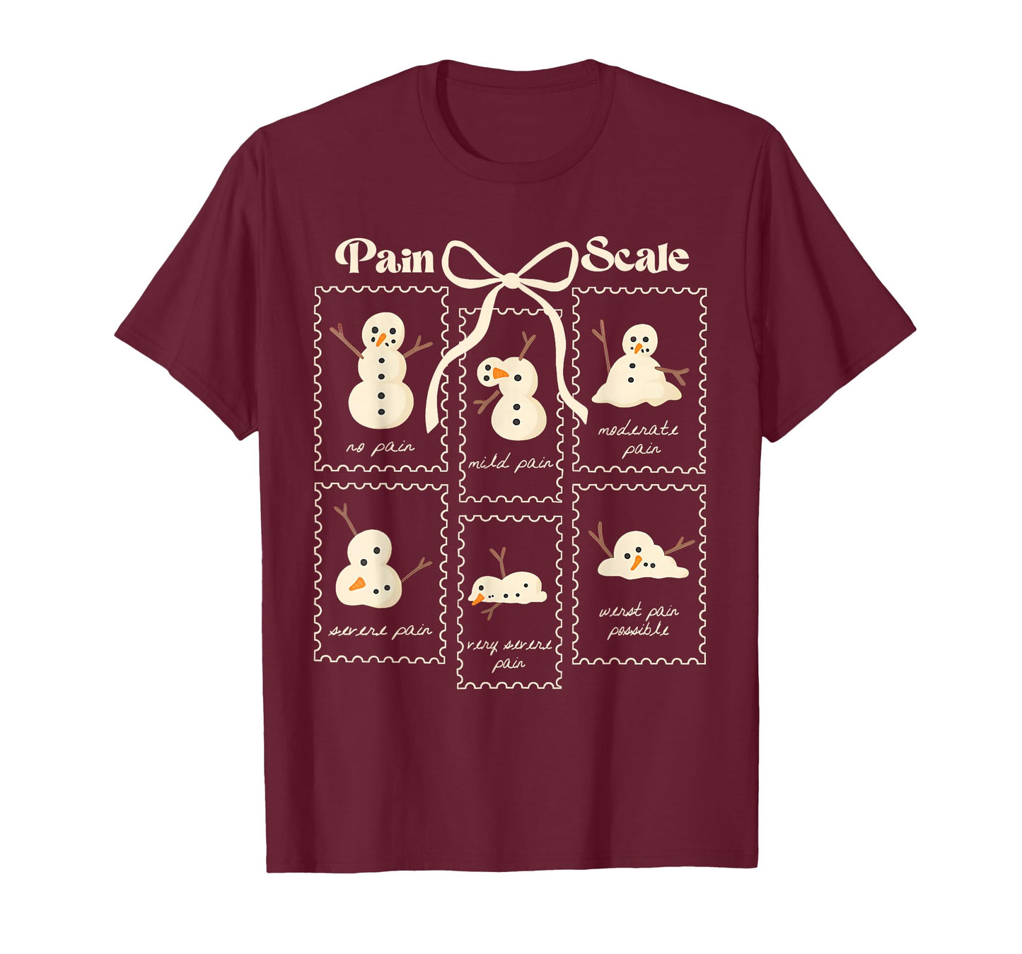 Pain Scale Snowman Funny Nurse Christmas ICU Nurse T-Shirt