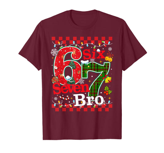 Six Seven Christmas Bro Funny Brainrot Meme 67 Gen Z Slang T-Shirt