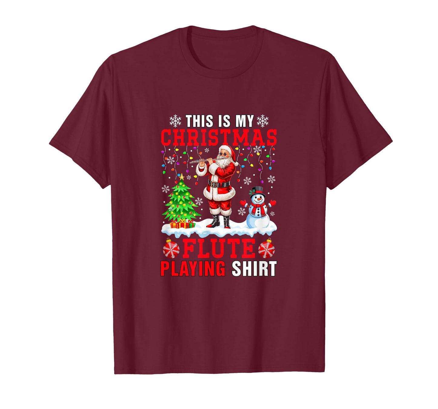 My Christmas Flute Playing Shirt Santa Instrumentalist T-Shirt