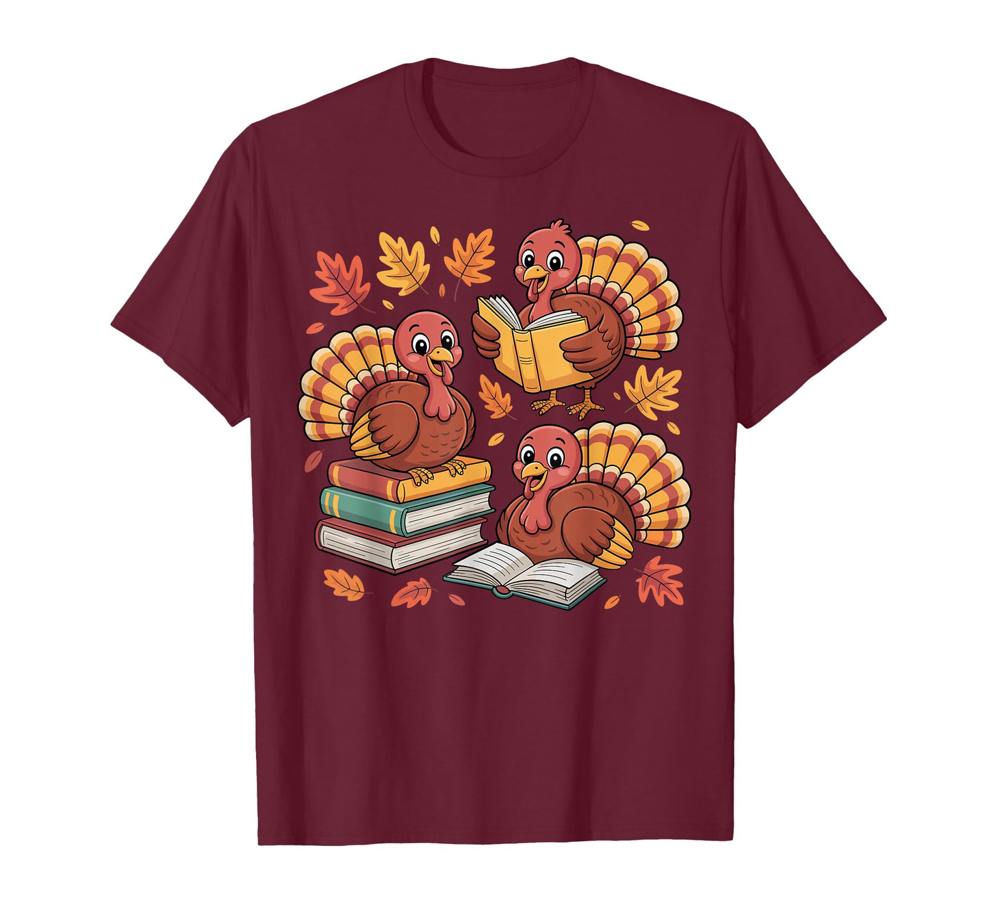 Turkey Reading Books Fall Thanksgiving Teacher Librarian T-Shirt