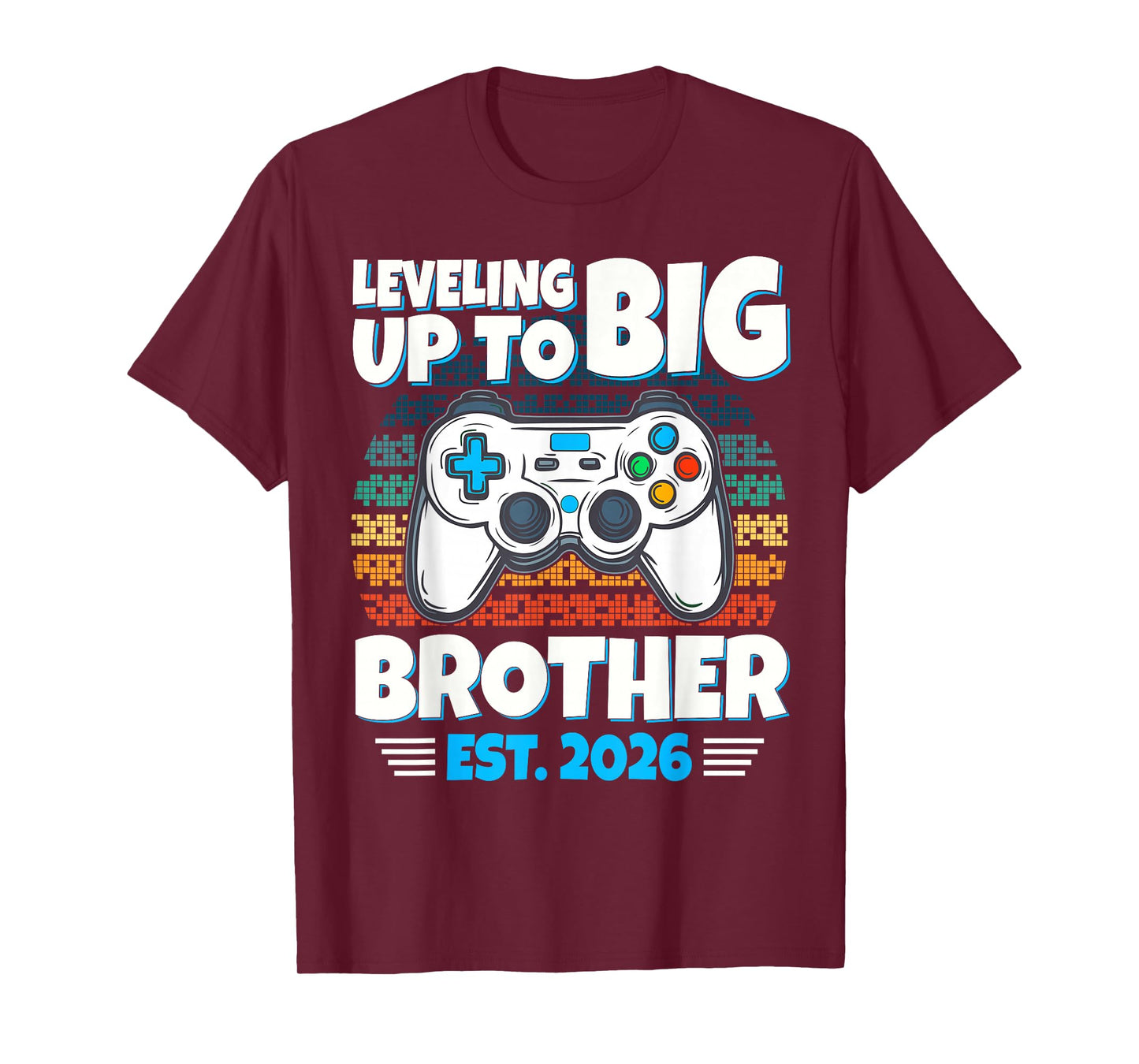 Leveling up to Big Brother est 2026 Gamer Boys Gaming Kids T-Shirt