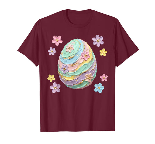 Hand Paint Pastel Easter Egg Flowers T-Shirt
