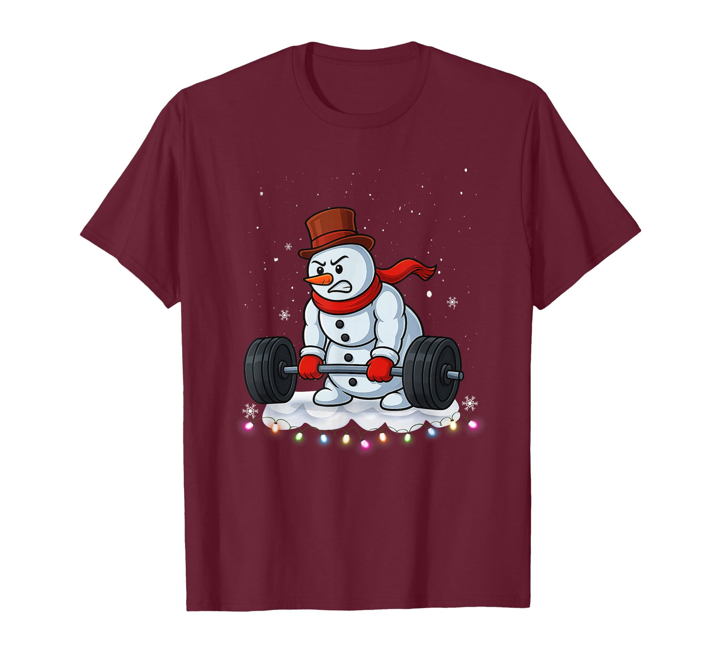 Christmas Weightlifting Snowman Shirt Funny Snowman Gym T-Shirt