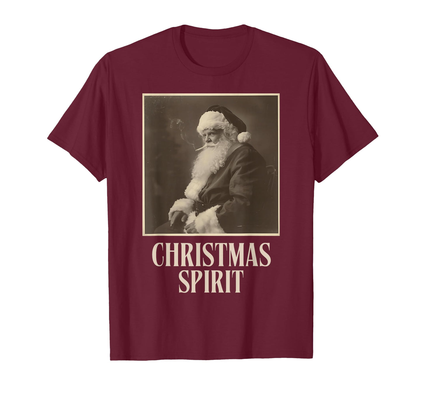 Funny Smoking Santa Claus Christmas Spirit Vintage T-Shirt