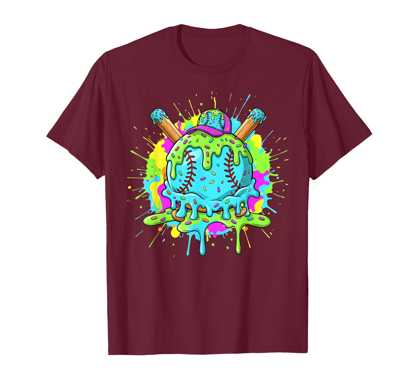 Baseball Drip for Boys Ice Cream Drip Youth Boys Baseball T-Shirt