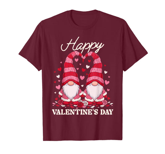 Happy Valentine Gnomes Cute Red Hearts Love Gnome Women T-Shirt
