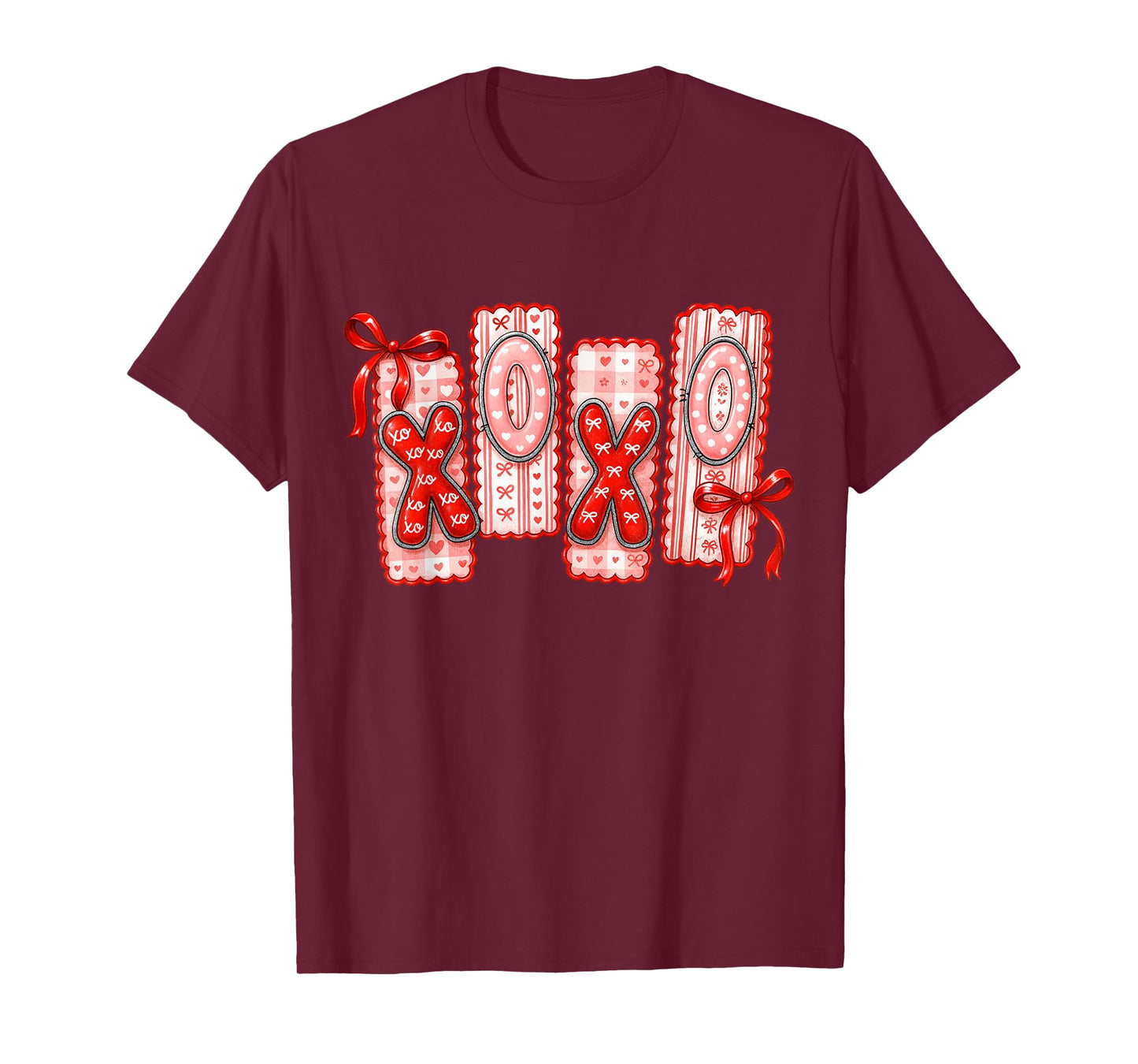 Preppy XOXO Valentine Pink Coquette Bow Girls Women T-Shirt
