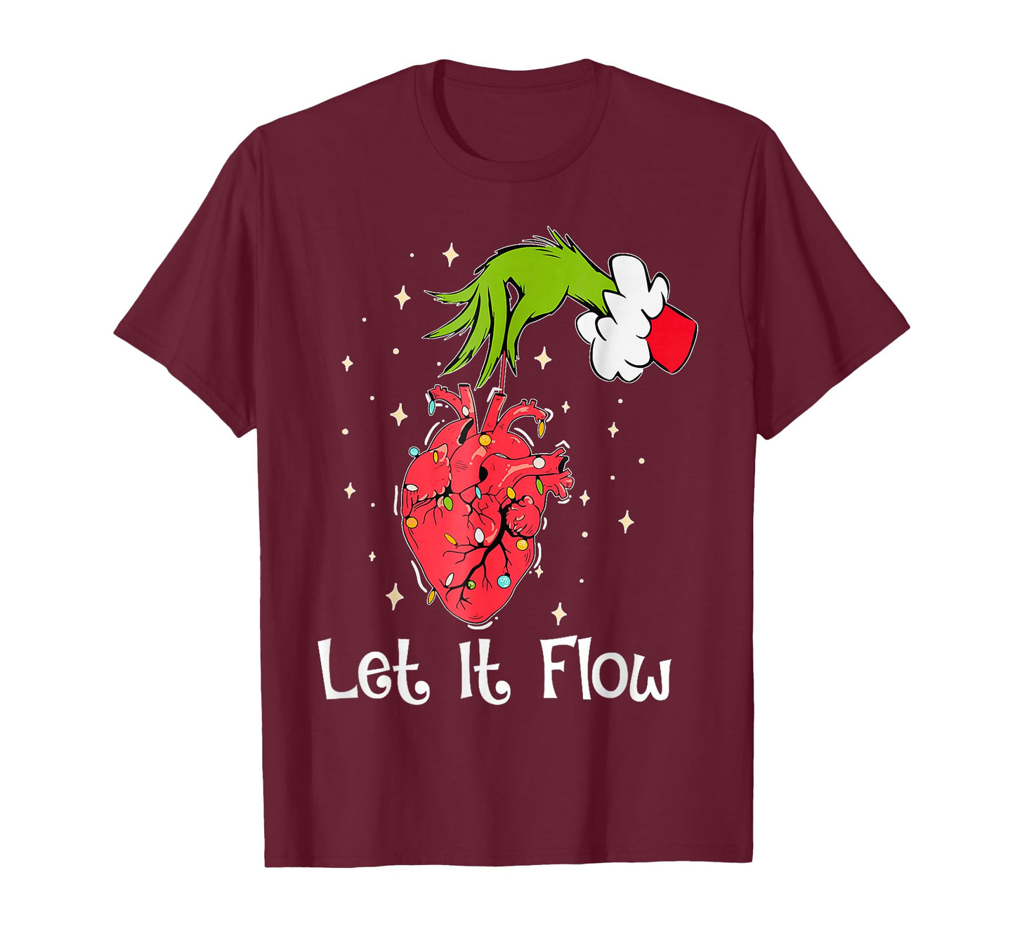 Funny Let It Flow Anatomy Heart Cardiac Nurse Santa Hat Xmas T-Shirt