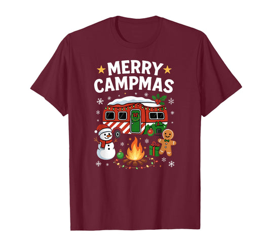 Merry Christmas, Fun Festive Holiday Camping and Campfire T-Shirt