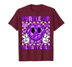Purple Up for Military Kids Smile Face Military Child Month T-Shirt