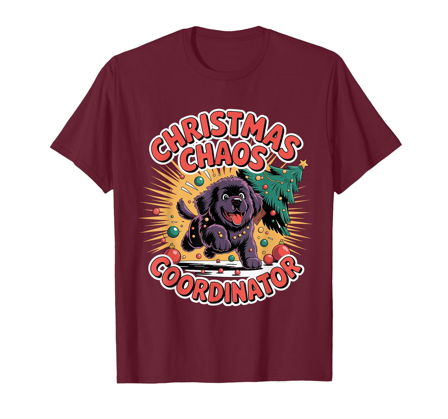 Christmas Chaos Coordinator Xmas Puppy Funny Newfoundland T-Shirt