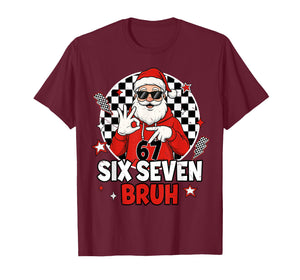 Funny 67 Meme Six Seven Christmas Bruh Santa Kids Boys Men T-Shirt