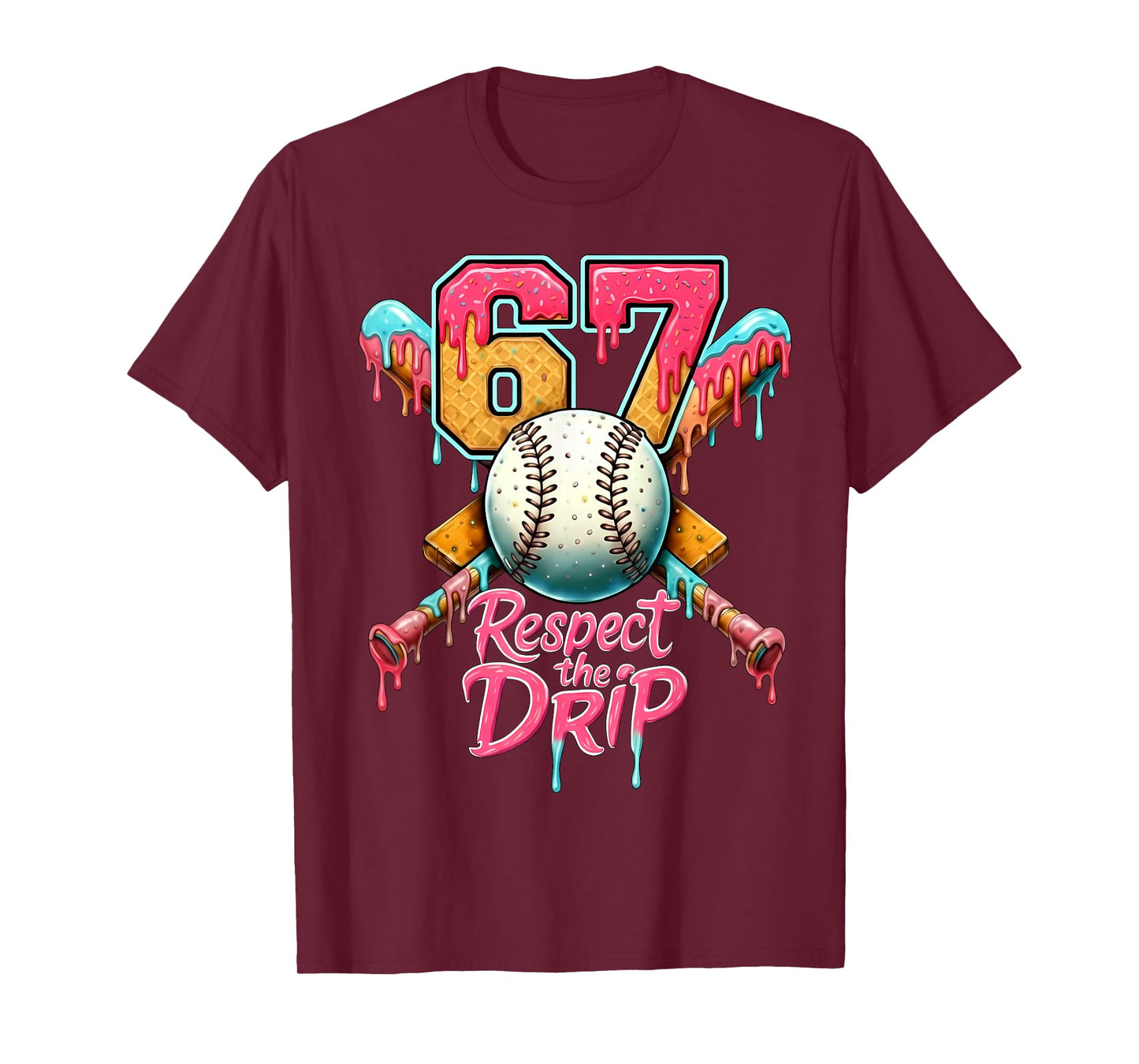 Baseball Drip Number 67 Player Sport Gift for Men Women Kids T-Shirt