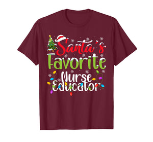 Santa Favorite Nurse Educator Christmas Lights Funny Xmas T-Shirt