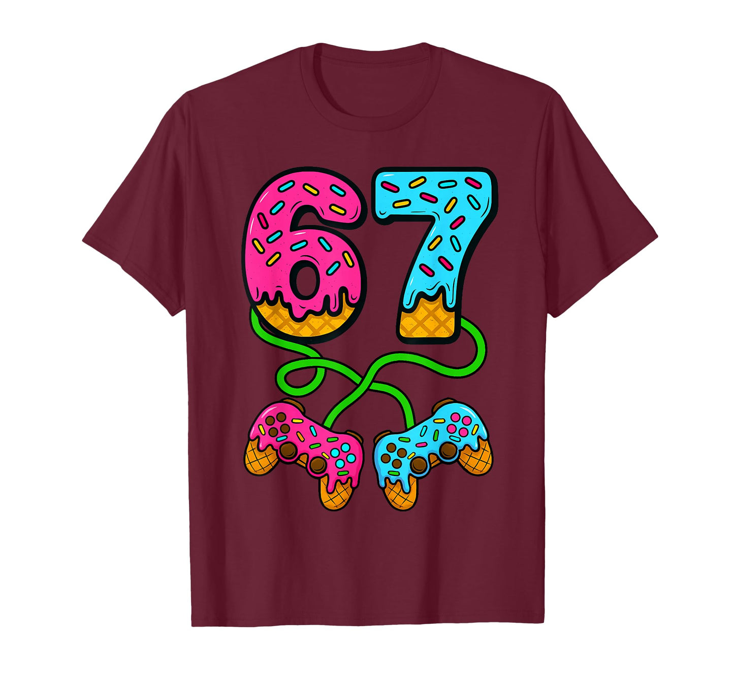 67 Ice Cream Drip Meme Gamer Six Seven Gen Alpha Slang T-Shirt