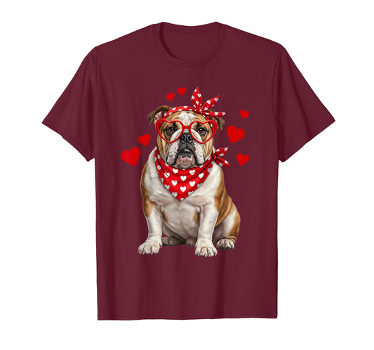 English Bulldog Valentines Day Dog Lover Heart T-Shirt