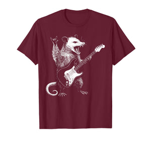 Possum Playing Guitar Music Funny Opossum Rock On Guitarist T-Shirt