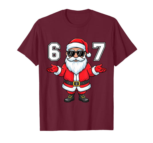 67 Christmas 6 7 Santa Six Seven Meme Pajamas Xmas Boys Teen T-Shirt