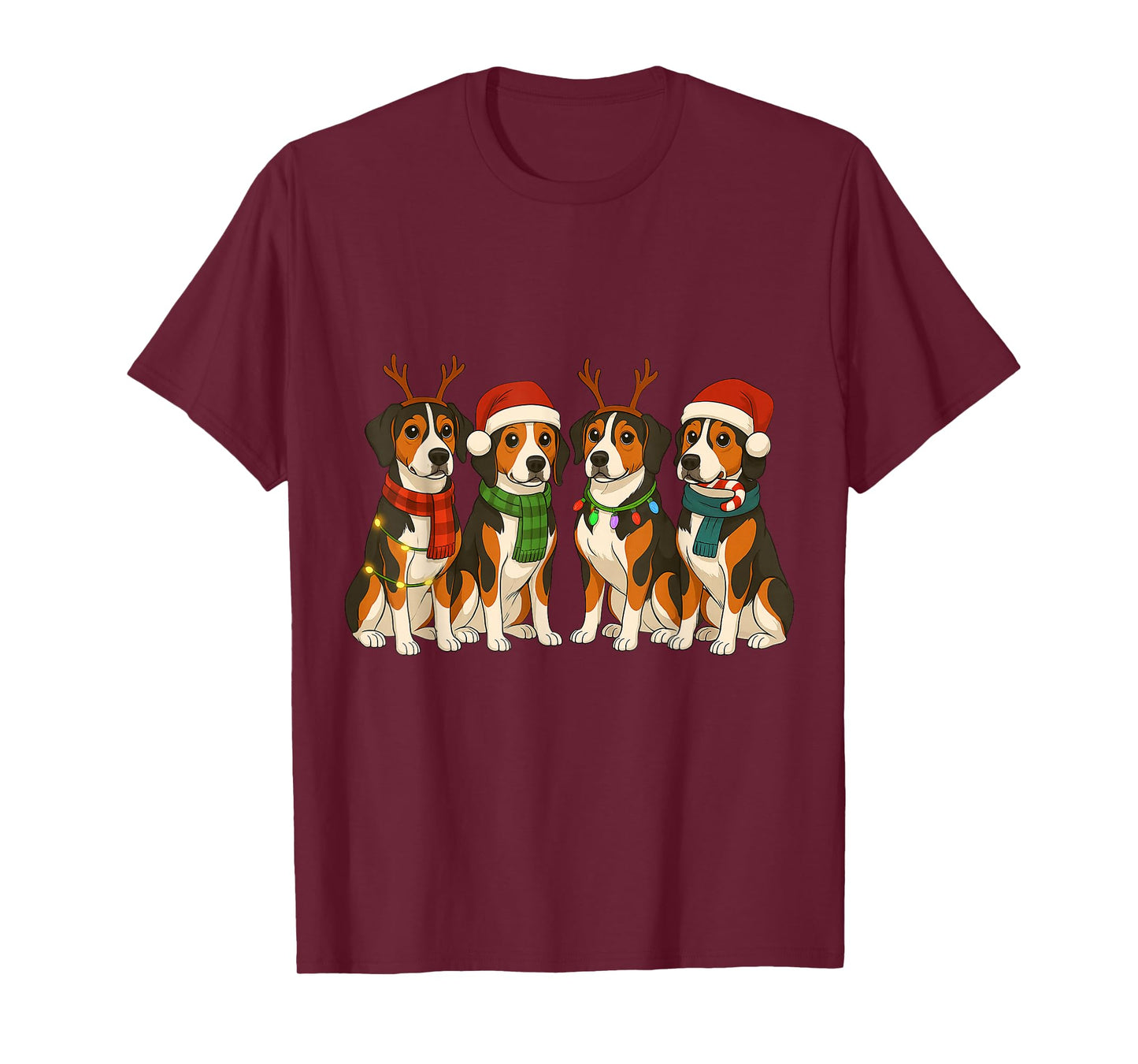 Treeing Walker Coonhound Santa Hat Tee Dog Merry Christmas T-Shirt