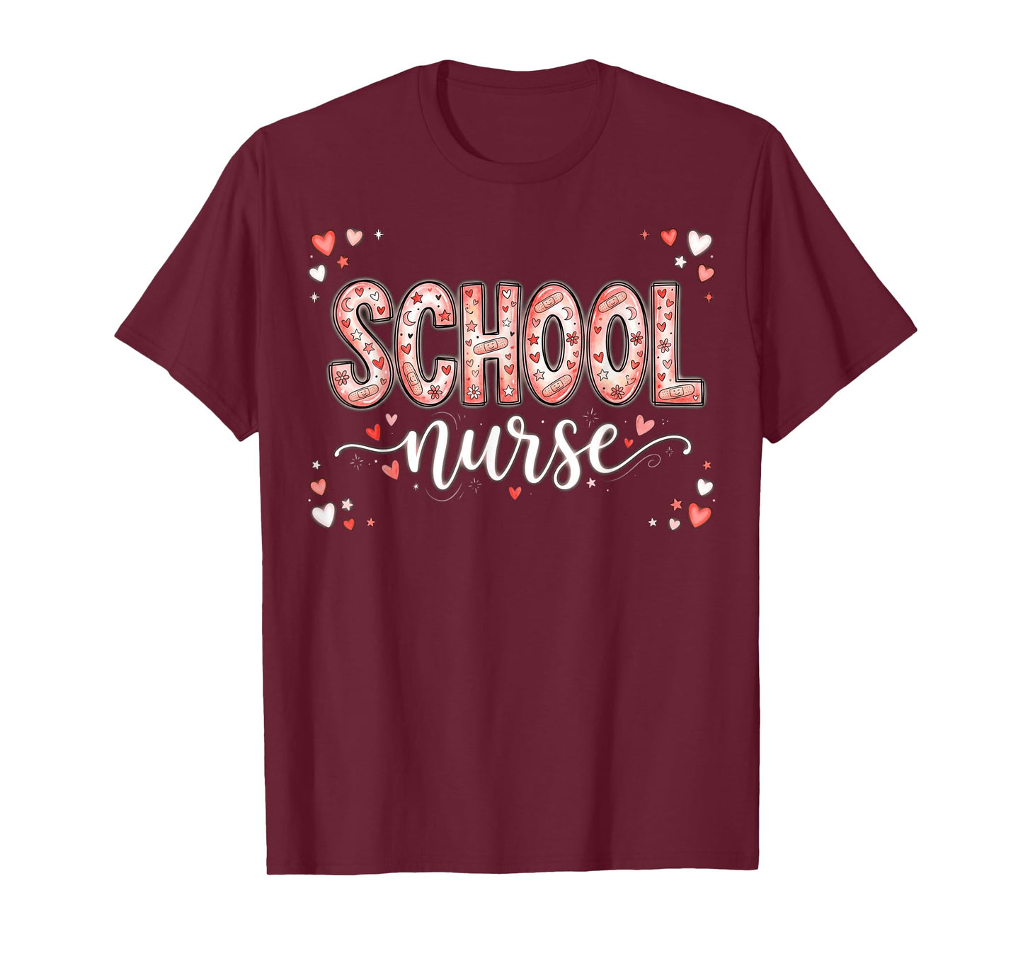 Hearts School Nurse Medical Assistant Valentines Nurses T-Shirt