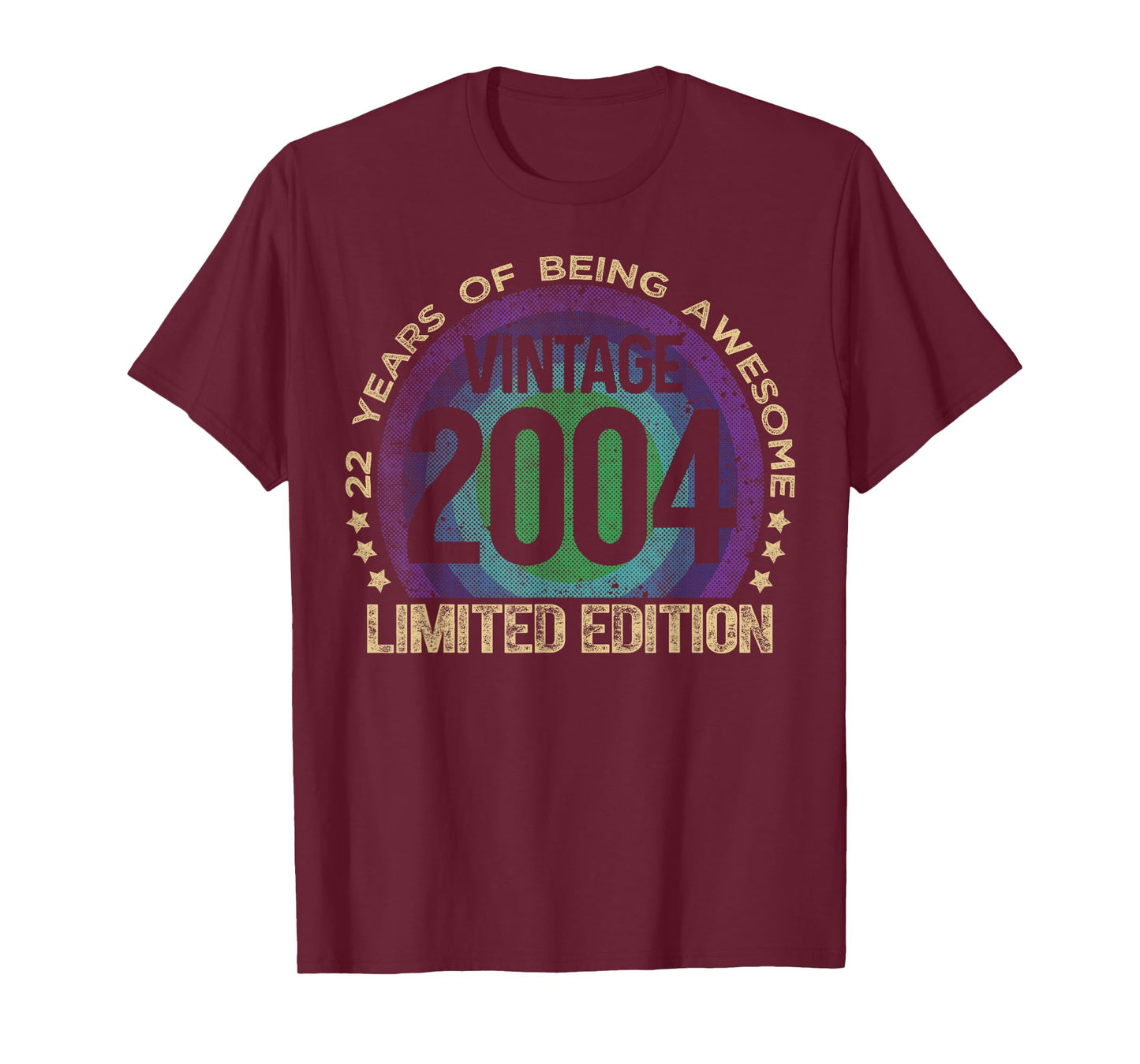 22 Year Old Gifts Vintage 2004 Limited Edition 22nd Birthday T-Shirt