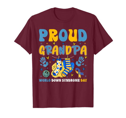 Retro Proud Grandpa World Down Syndrome Day Grandfather Men T-Shirt