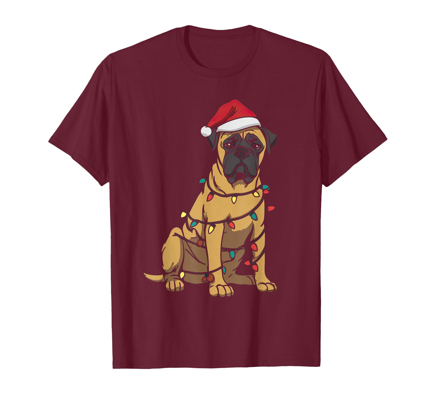 Funny Bullmastiff Christmas Graphics Dog Lights Bull Mastiff T-Shirt