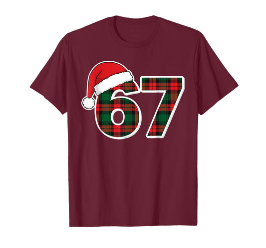 67 Meme Funny Christmas Red Plaid Xmas Pajamas Slang Kids T-Shirt