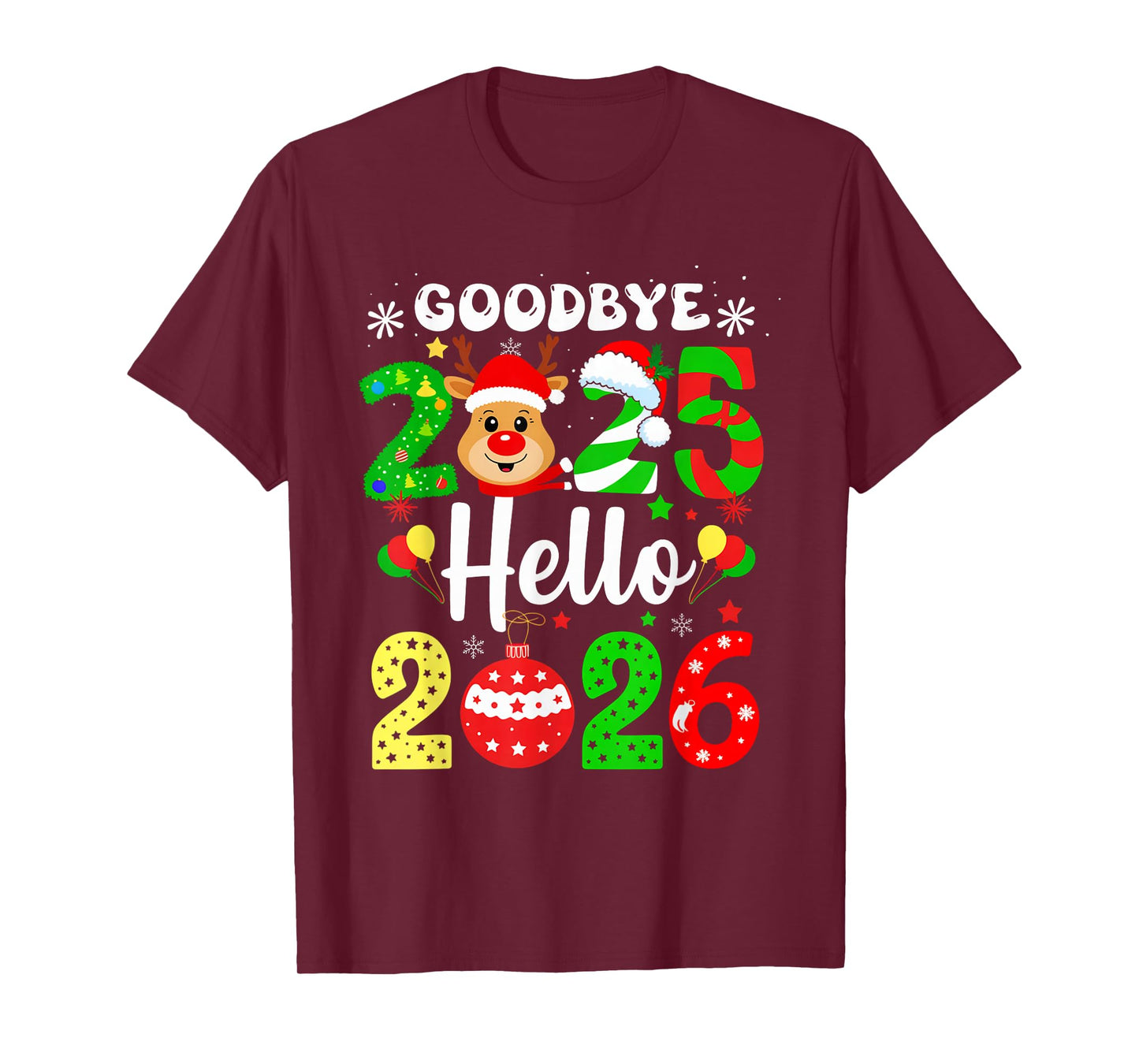 Goodbye 2025 Hello 2026 Happy New Year's Eve Christmas Men T-Shirt