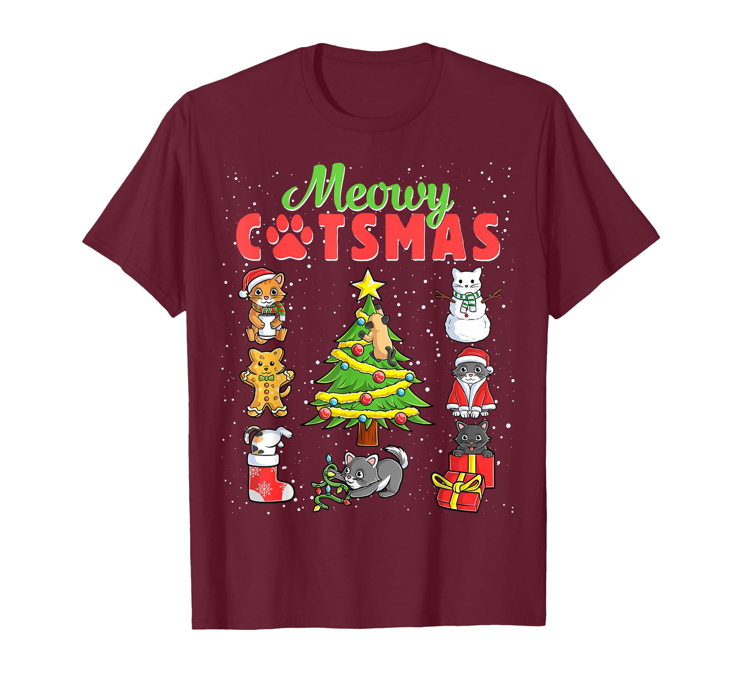 Meowy Catsmas Cats Christmas Funny Holiday Cat Boys Girls T-Shirt