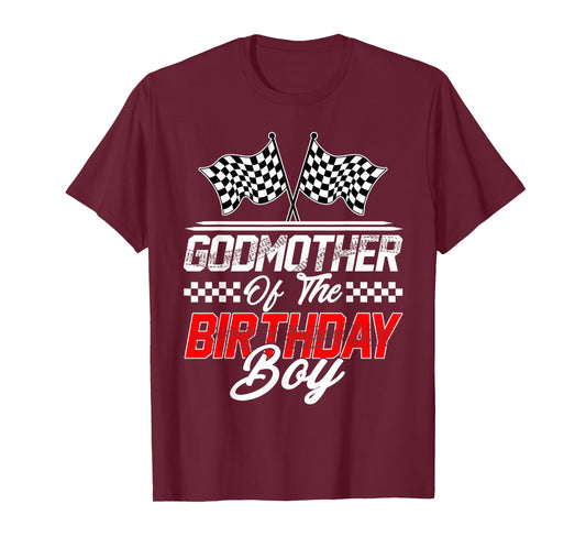 Race Car Godmother of The Birthday Boy Racing Family T-Shirt