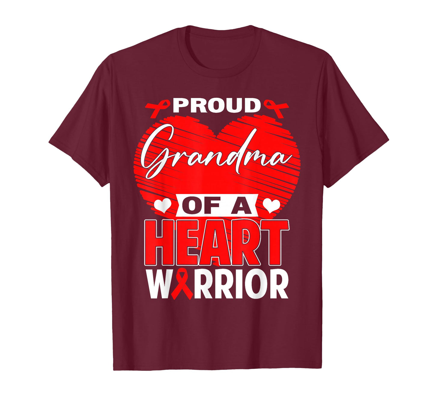 Proud Grandma of Heart Warrior Heart Disease Awareness T-Shirt