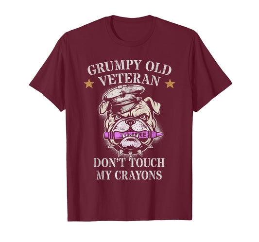 Sarcastic Grumpy Old Veteran My Crayons Officer Family T-Shirt