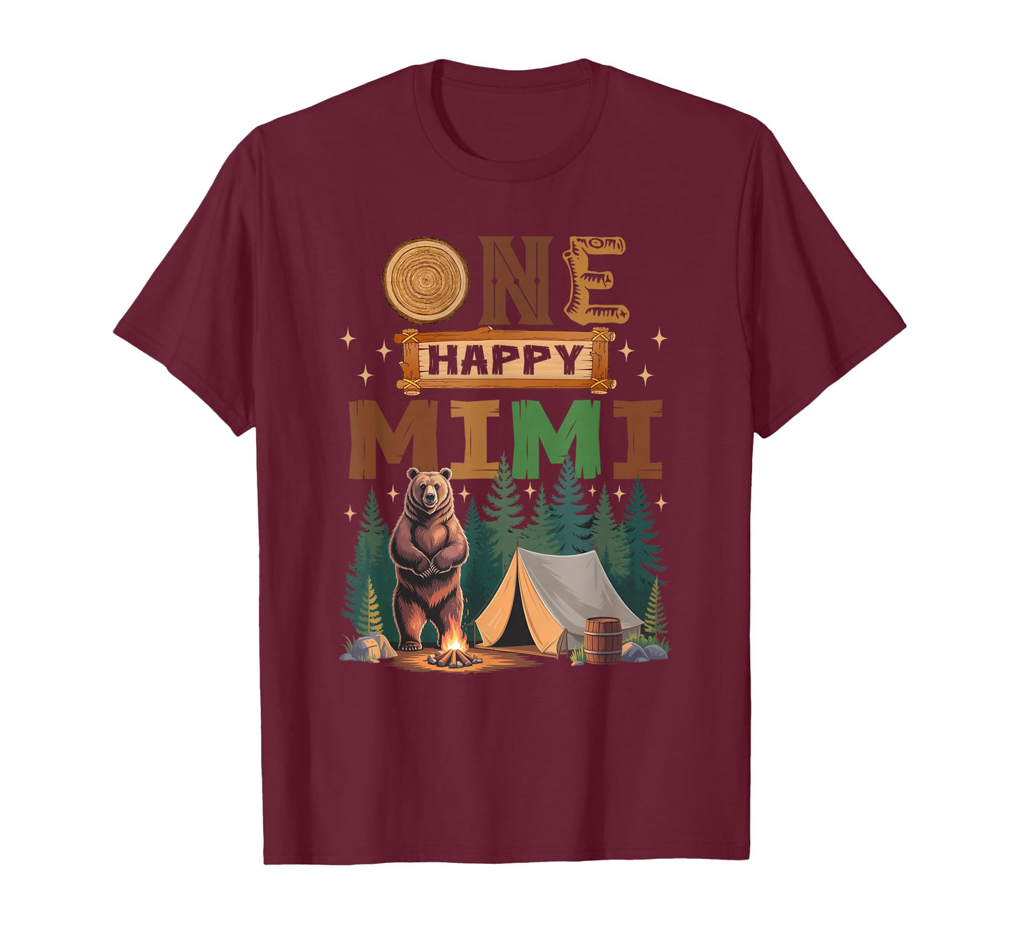 One Happy Mimi Camper 1St Birthday Camping Bear T-Shirt