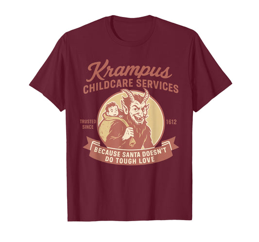 Funny Vintage Krampus Child Transport Services Merry Xmas T-Shirt