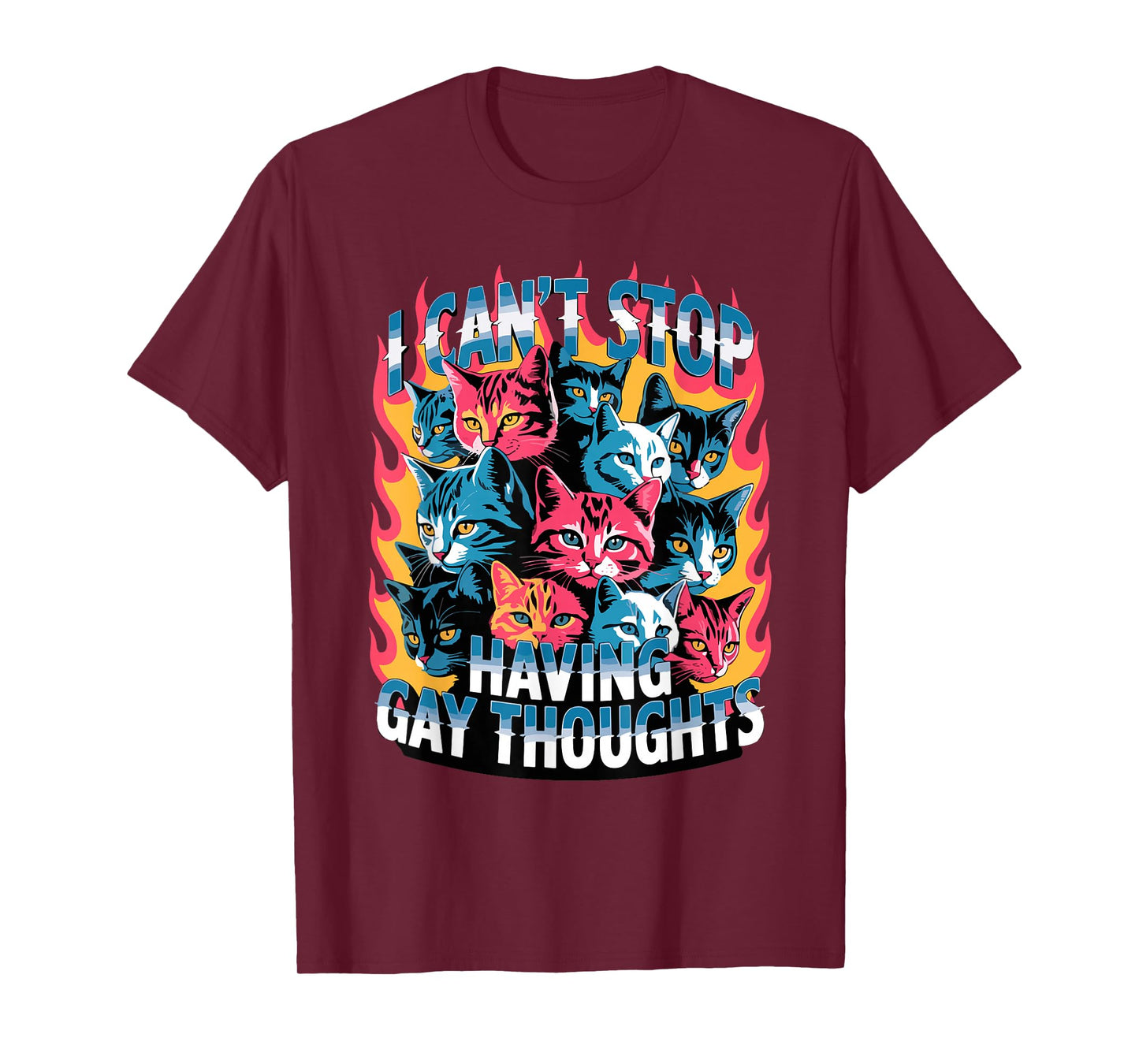 I Can't Stop Having Gay Thoughts Funny Cat Meme Bootleg GenZ T-Shirt
