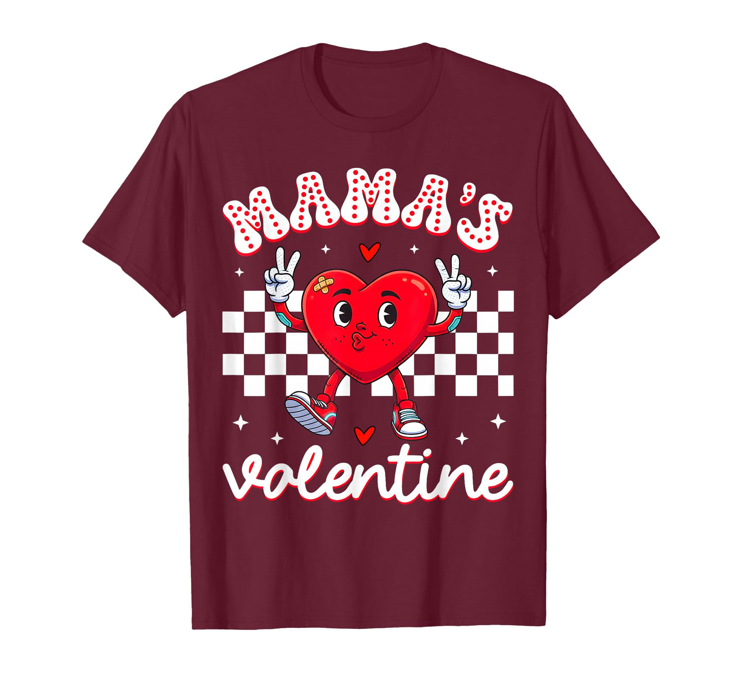 Mama's Valentine Heart Cute Kids Retro Groovy Boy Girl T-Shirt