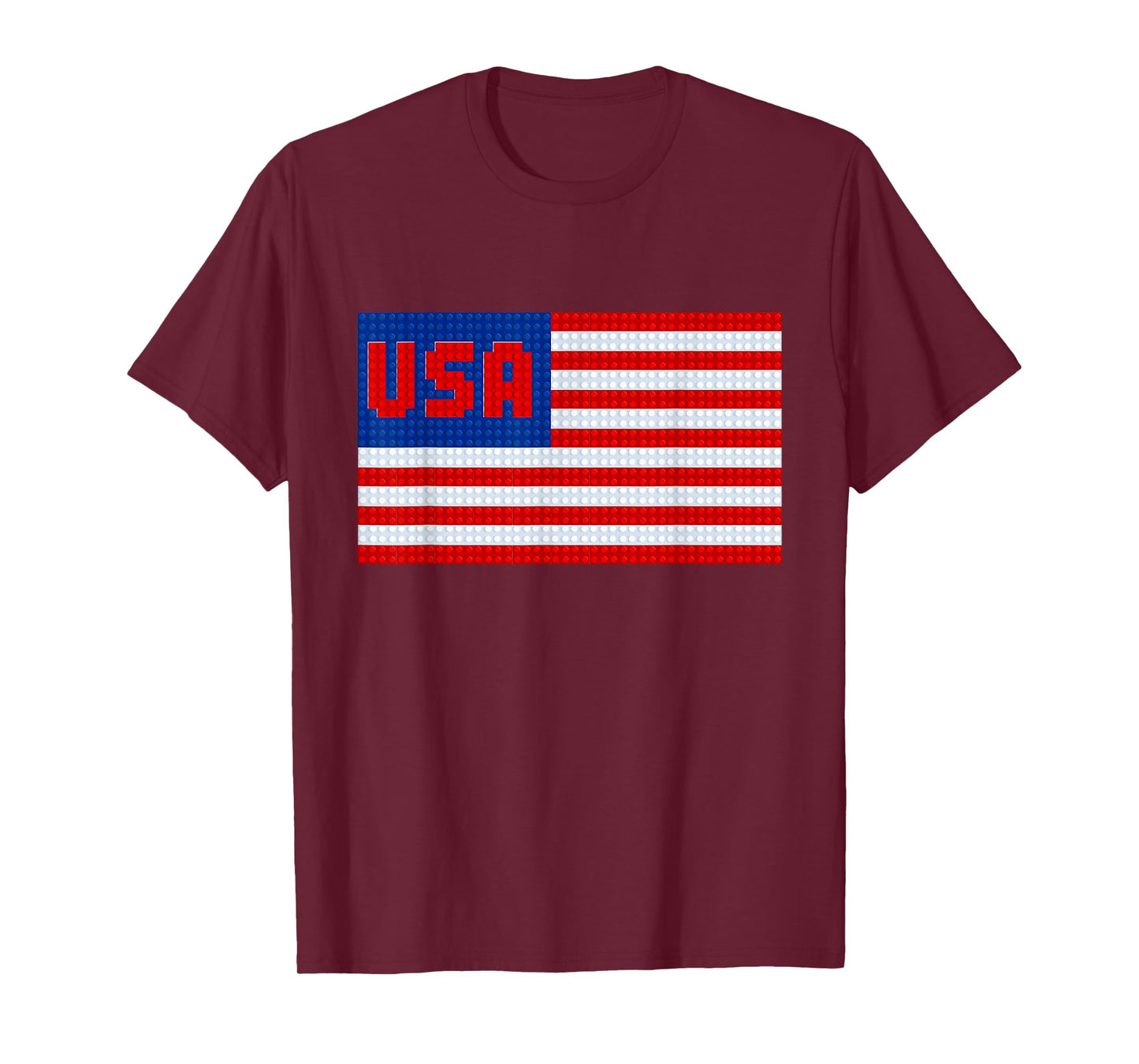 USA Flag - Patriotic Brick Builder Block Building T-Shirt