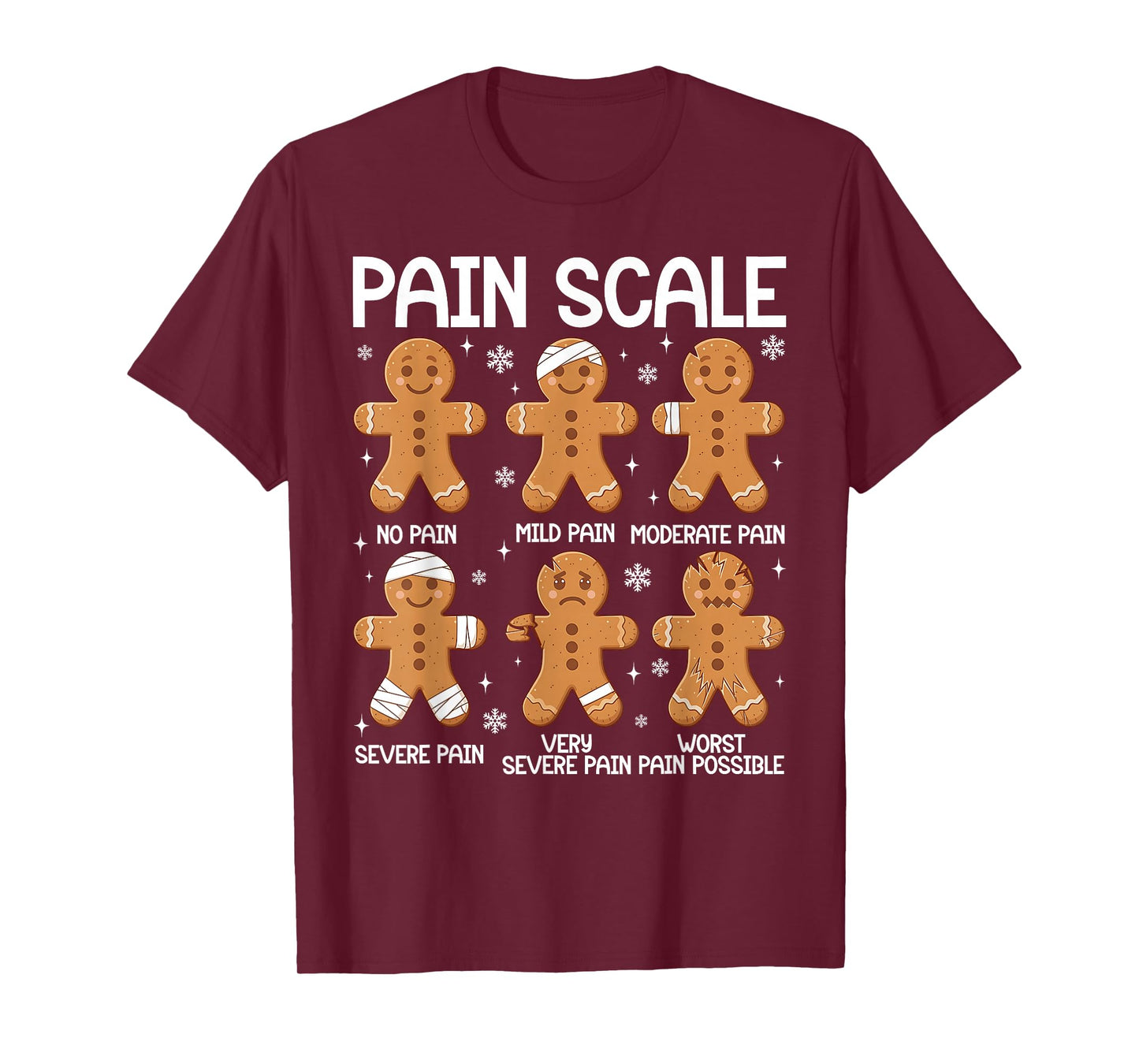 Nurse Christmas Pain Scale Assessment RN ER Gingerbread Man T-Shirt