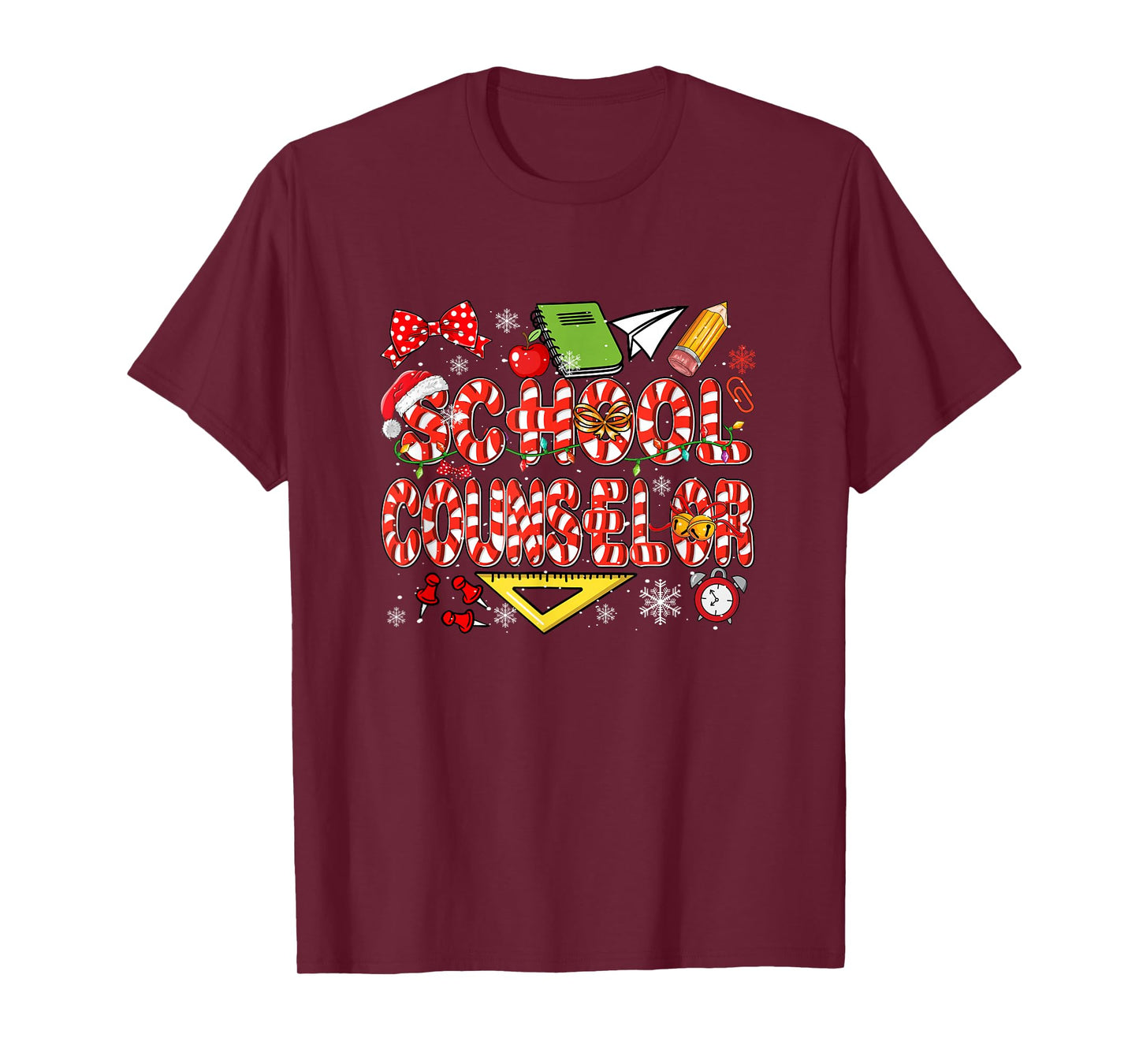 School Counselor Christmas Candy Canes Lover Funny Job Team T-Shirt