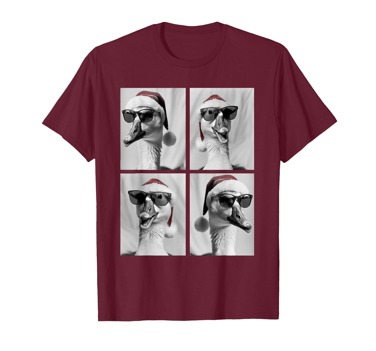 Funny Christmas Goose in Sunglasses Santa Hat Festive Geese T-Shirt