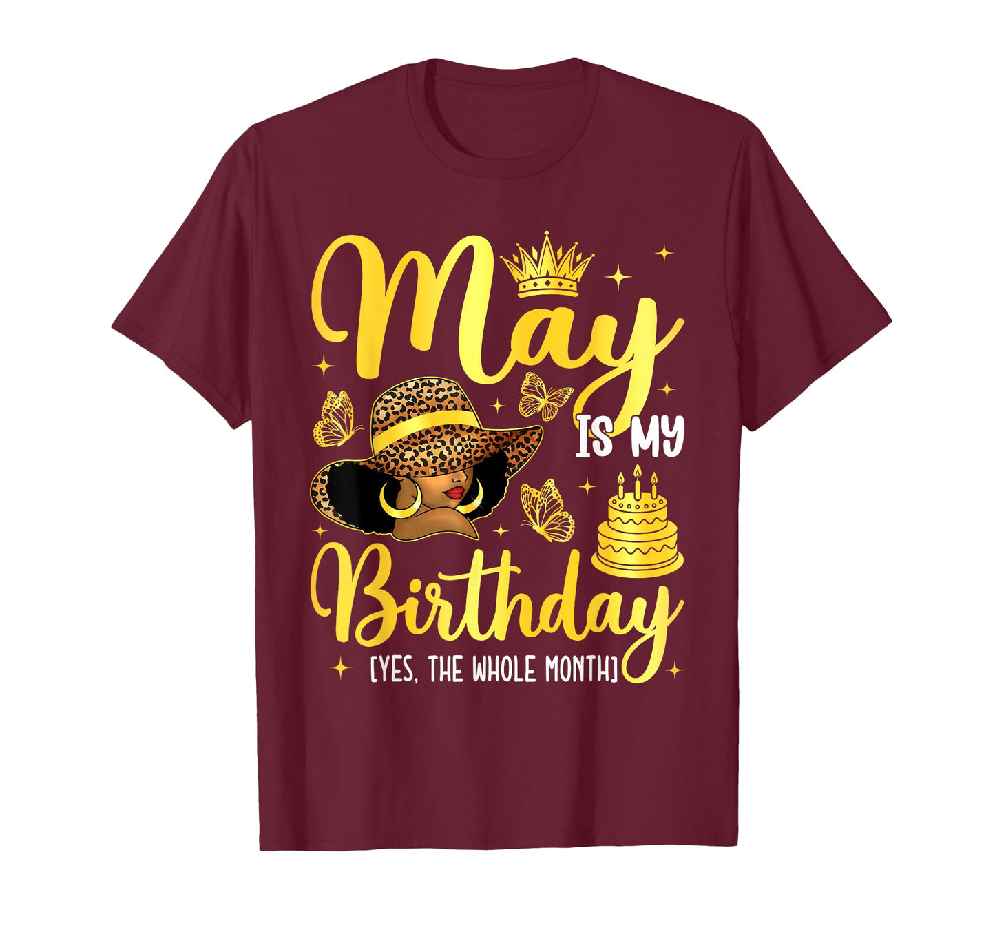 May Black Girl It's My Birthday Afro Woman Bday Month T-Shirt