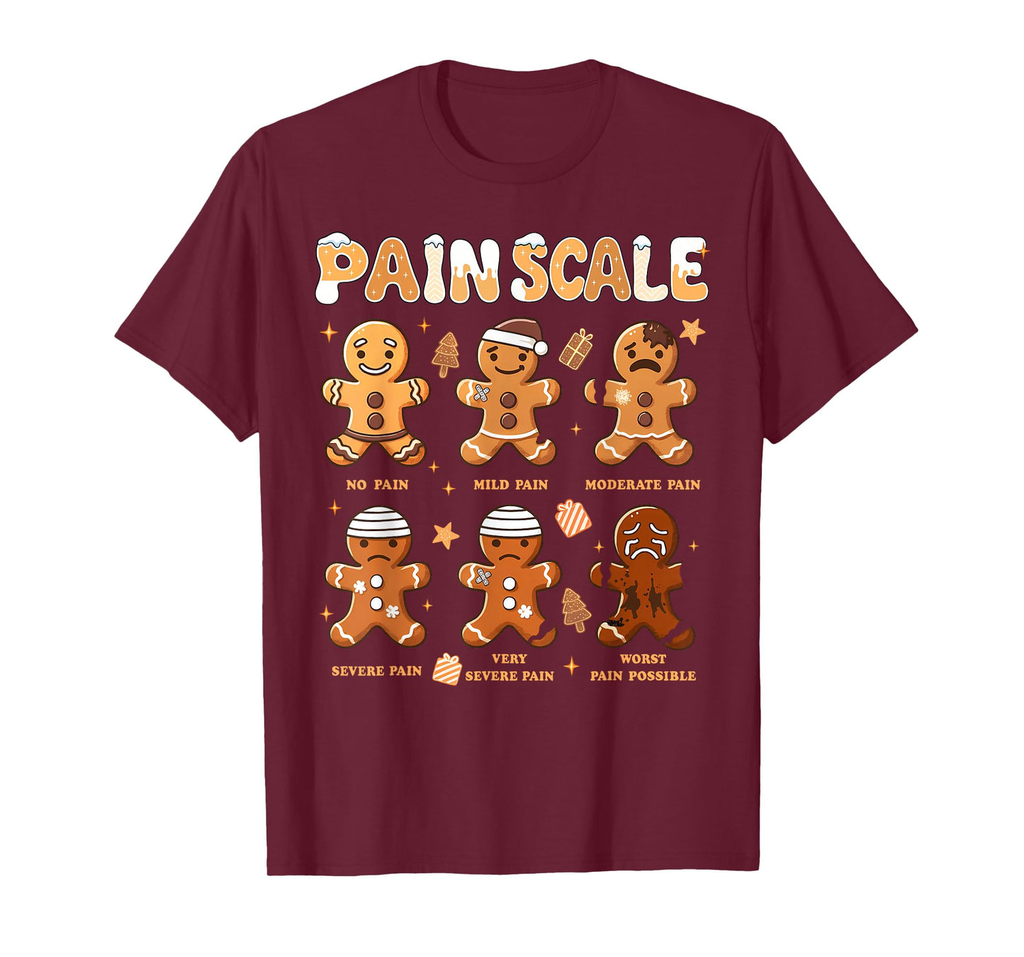 Pain Scale Funny Gingerbread Man Christmas Nurse Holiday T-Shirt