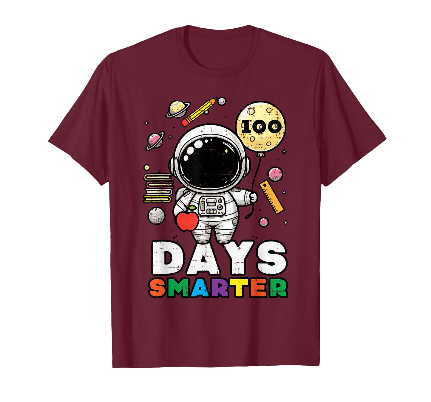 100 Days of School Smarter Astronaut 100th Day Kids Boys T-Shirt