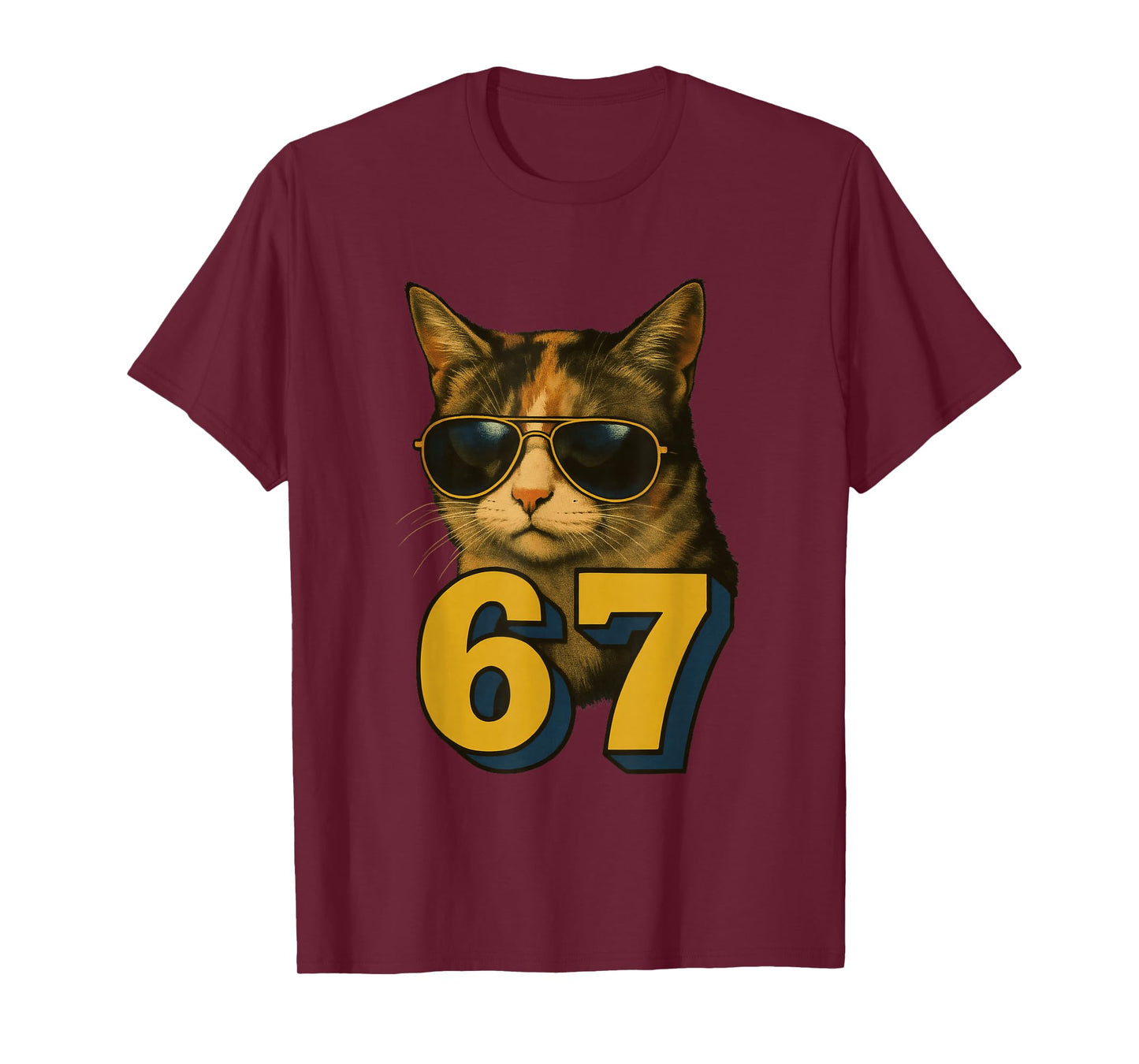 Funny 67 Meme Trend 6 7 Cat Six Seven Viral Youth Slang T-Shirt